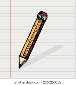 Sketch pencil  icon on paper background, vector illustration