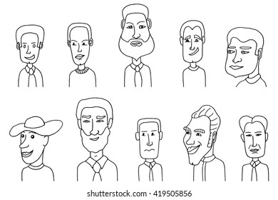 Sketch people icons. hand-drawn avatars isolated
