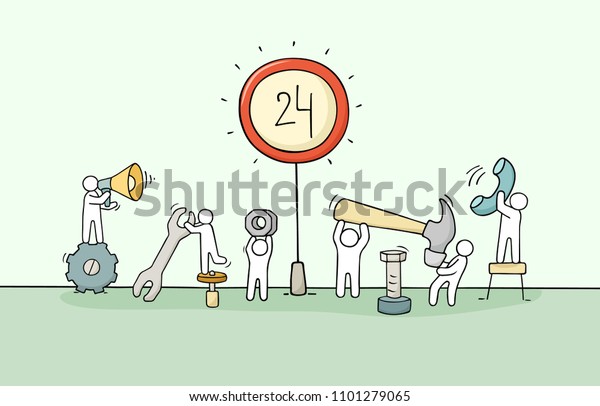 Sketch People Support Doodle Cartoon Little Stock Vector (Royalty Free ...