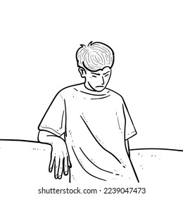 Sketch people thinking about something white Background vector modern illustration