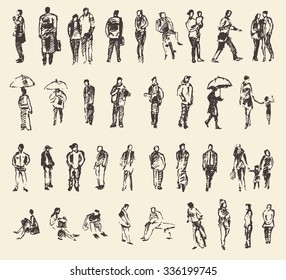 Sketch Of People, Vector Illustration, Hand Drawing