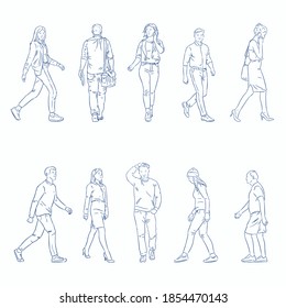 Sketch People Walking Hand Draw Vector Stock Vector (Royalty Free ...