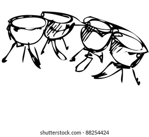a sketch of percussion instruments orchestra timpani