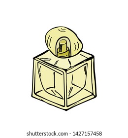 Sketch of perfume bottle. Vector illustration