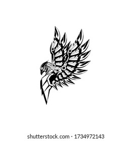 sketch of a phoenix fighter, logo phonix 