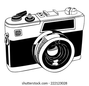 vintage camera vector outline