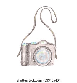 Sketch of a photo camera drawn by hand 