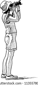 Sketch of a photographer taking a picture