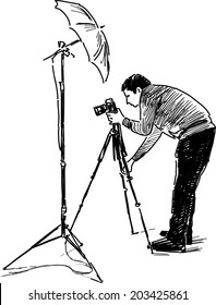 sketch of a photographer at work