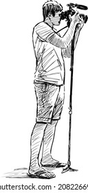 sketch of a photographer at work
