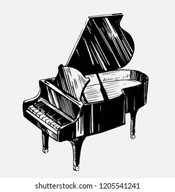 Sketch of piano. Hand drawn sketch converted to vector