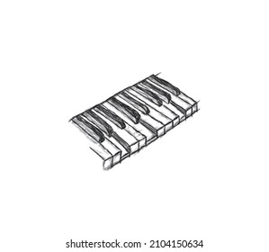 Sketch of piano keys. Hand drawn illustration eps10
