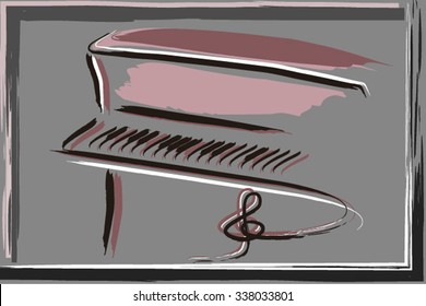 Sketch of a piano on a grey background. Vector illustration.