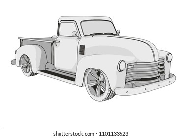 sketch pickup car vector