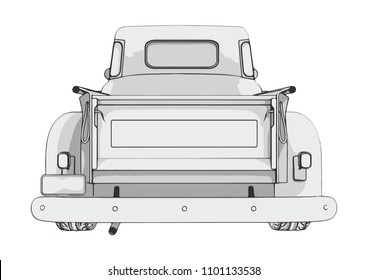 sketch pickup car vector