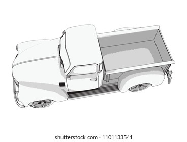 sketch pickup car vector
