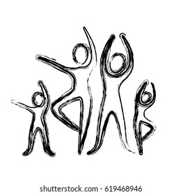 sketch of pictogram with practice of ballet poses vector illustration
