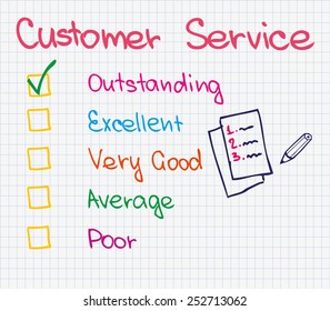 Sketch pictures and words of customer service