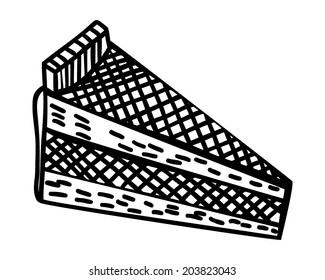 Sketch piece of cake. Vector illustration on white background