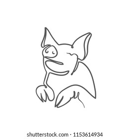 sketch of pig. engraved pig. line pig.