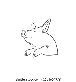 sketch of pig. engraved pig. line pig.