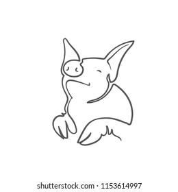 sketch of pig. engraved pig. line pig.