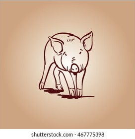 Sketch of pig.
Pork. different poses pigs. pigs engraved image. Funny pig. a set of pigs. sketch ink pigs.