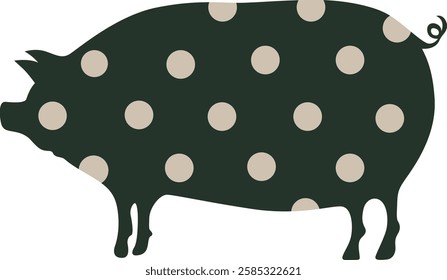 Sketch of a pig. Vector vintage illustration hand drawn large fat pig isolated on white background.