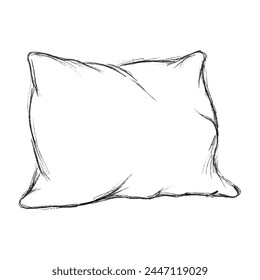 Sketch pillow black pencil drawing isolated on white 
