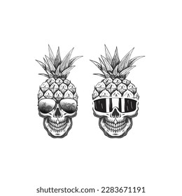 Sketch of pineapple. Isolated hand drawn ananas slices. Citrus fruit cut in half or tropical sliced product. Vegetarian and vitamin food, sweet desert vector drawing. Nature and organic, healthy diet