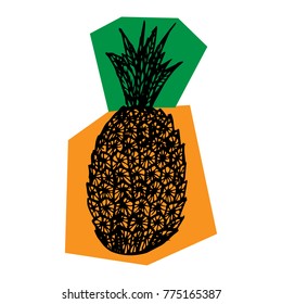 Sketch of pineapple. Vector illustration.
