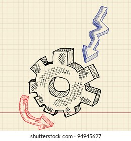 Sketch pinion and levin, vector illustration, eps10