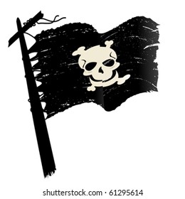 Sketch with pirate flag over white background