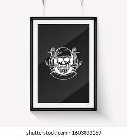 Sketch pirate skull with anchor