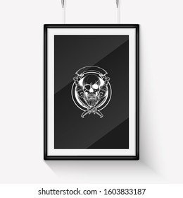 Sketch pirate skull with anchor
