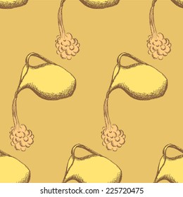 Sketch pitcher in vintage style, seamless pattern