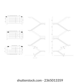 sketch plan for concrete stairs and sections of the concrete stairs