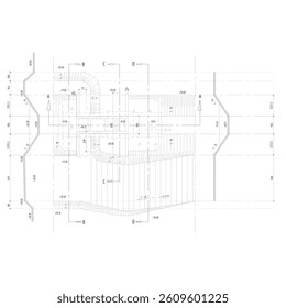 sketch of a plan or layout of a water structure in the form of a river dam