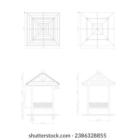sketch of the plan and view of the gazebo