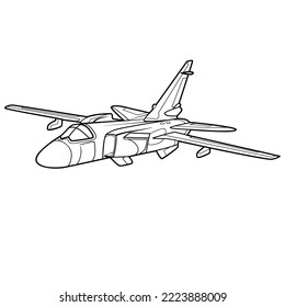 sketch, plane flies in the sky, coloring book, cartoon illustration, isolated object on a white background, vector, eps