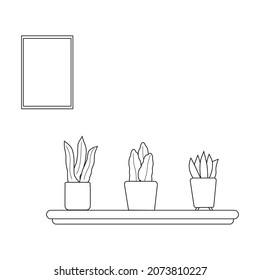 sketch of a plant in a flowerpot for coloring book