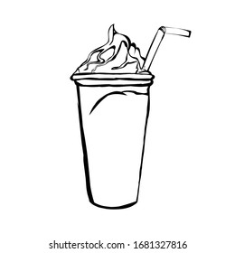 Sketch a plastic drink glass with a straw.