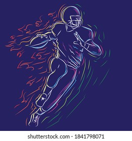 Sketch Player of American Football Vector illustration
