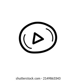 Sketch player button. Hand drawn doodle icon. Sign symbol. Vector.