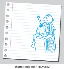 Sketch of a politician speaking