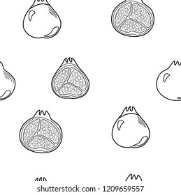 sketch pomegranate seamless vector pattern 