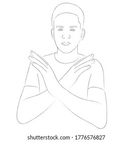 Sketch of a portrait of a guy with his arms crossed