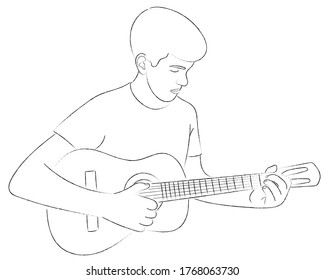 Sketch Portrait Guy Who Plays Guitar Stock Vector (Royalty Free ...