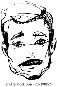  sketch for a portrait of a man with a mustache