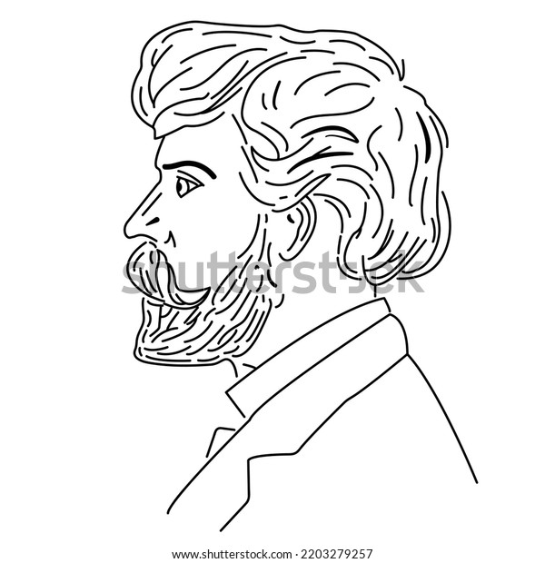 Sketch Portrait Profile Beard Guy Vector Stock Vector (Royalty Free ...